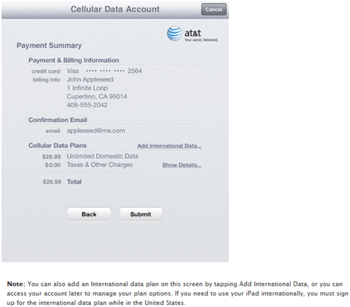 iPad Cellular Account Management